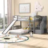 Streamdale Furniture Streamdale Stairway Twin Over Twin Bunk Bed With Two Drawers And Slide In Gray