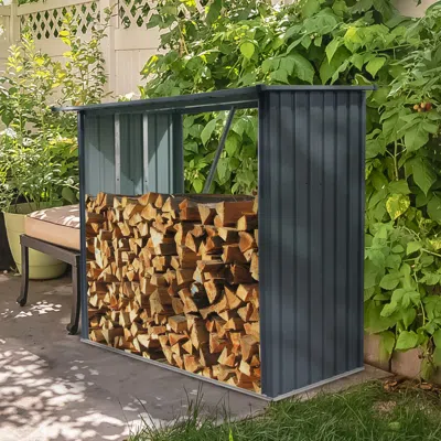 Streamdale Furniture Streamdale Steel Firewood Rack With Sloped Roof
