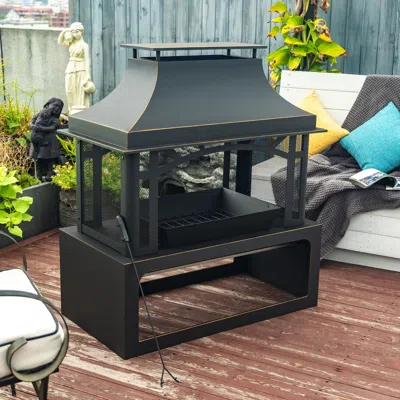 Streamdale Furniture Streamdale Steel Outdoor Fireplace Garden Wood Burning Chimney