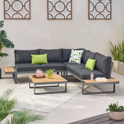 Streamdale Furniture Streamdale Sterling 5-seater Aluminum Sofa Set With V-shape Cushions