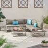 Streamdale Furniture Streamdale Sterling Outdoor Aluminum V-shaped 5 Seater Sofa Set With Cushions