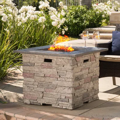 Streamdale Furniture Streamdale Stone Design Fire Pit With Tank Space - No Assembly