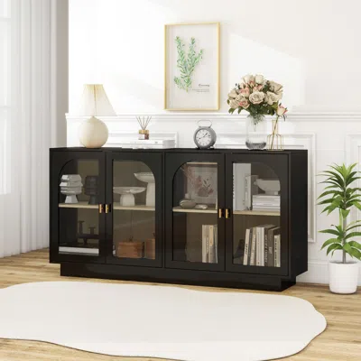 Streamdale Furniture Streamdale Storage Cabinet With Acrylic Door For Living Room, Dining Room, Study In Black