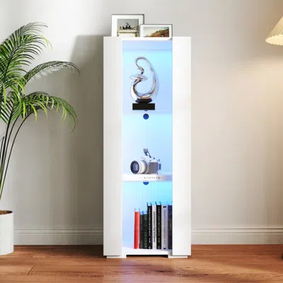 Streamdale Furniture Streamdale Storage Cabinet With Glass Shelves And Aluminum Lamp