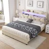 Streamdale Furniture Streamdale Storage Headboard, Queen Size With Rf Led Lights