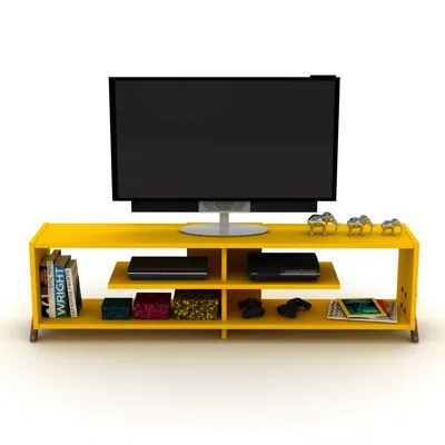 Streamdale Furniture Streamdale Store Mid Century Modern Tv Stand 4 Shelves Open Storage In Gold