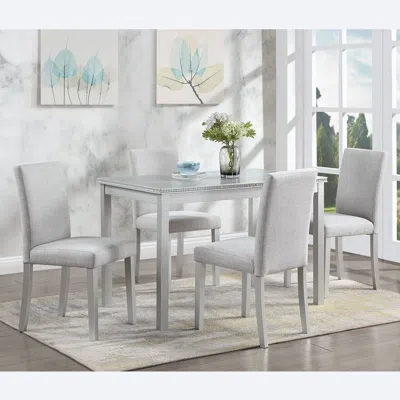 Streamdale Furniture Streamdale Stunning 5-piece Dining Set Elegant Table & Upholstered Chairs In Gray