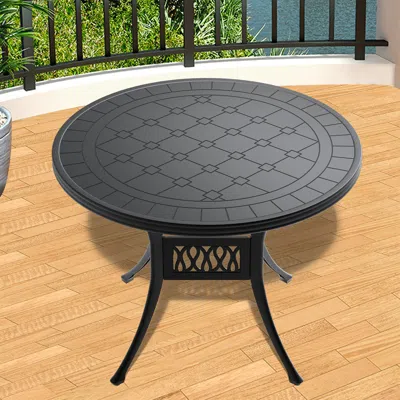Streamdale Furniture Streamdale Sturdy Aluminum Outdoor Patio Set Weather-resistant Table And 4 Chairs With Umbrella Hole