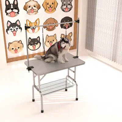 Streamdale Furniture Streamdale Sturdy Foldable Pet Grooming Table With Storage