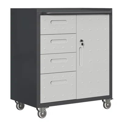 Streamdale Furniture Streamdale Sturdy Metal Tool Storage Cabinet With Wheels - Black/gray