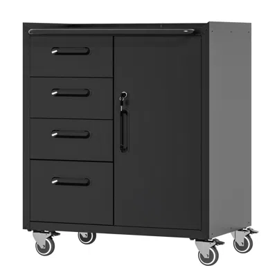 Streamdale Furniture Streamdale Sturdy Metal Tool Storage Cabinet With Wheels - Black/gray