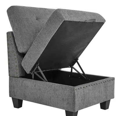 Streamdale Furniture Streamdale Sturdy Sectional Sofa: Customizable Chenille Haven With Copper Accents In Gray