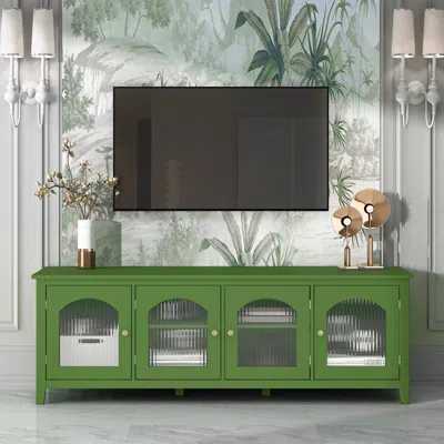 Streamdale Furniture Streamdale Stylish 71-inch Tv Stand With Antique Green Glass Door