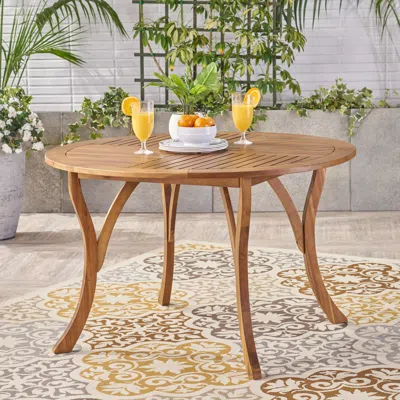 Streamdale Furniture Streamdale Stylish Acacia Wood Circular Patio Table With Smooth Leg Design