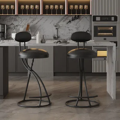 Streamdale Furniture Streamdale Stylish And Comfortable Faux Leather Counter Height Barstools (set Of 2) With Footrest