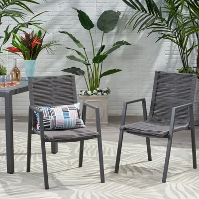 Streamdale Furniture Streamdale Stylish And Comfortable Outdoor Dining Chairs With Rope Weave And Aluminum Frames