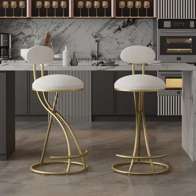 Streamdale Furniture Streamdale Stylish And Comfortable Velvet Barstools With Anti-slip Pads And Metal Frame
