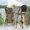 Streamdale Furniture Streamdale Stylish And Durable Aluminum Barstool Set For Outdoor Enjoyment In Black
