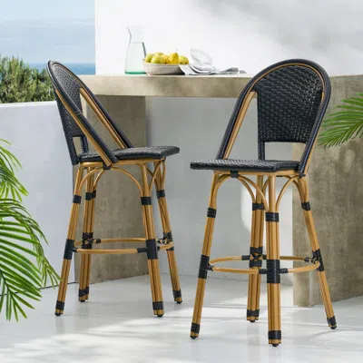 Streamdale Furniture Streamdale Stylish And Durable Aluminum Barstool Set For Outdoor Enjoyment In Black