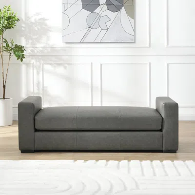 Streamdale Furniture Streamdale Stylish And Durable Grey Faux Leather Ottoman In Gray