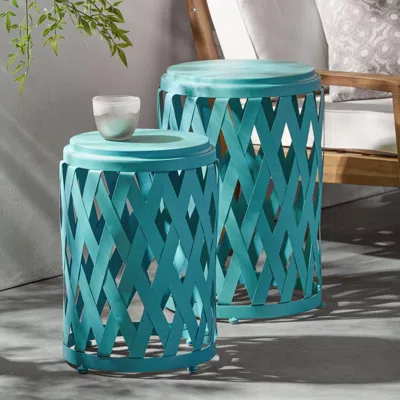 Streamdale Furniture Streamdale Stylish And Portable Lattice Design Patio Side Tables (set Of 2)