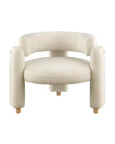 Streamdale Furniture Streamdale Stylish Barrel Accent Chair: Curved Arms, Waterfall Seat, Hollow Backrest In Neutral