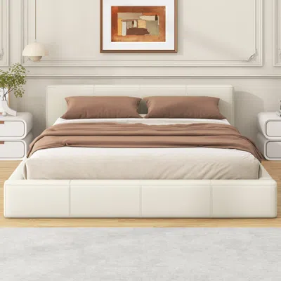 Streamdale Furniture Streamdale Stylish Beige Upholstered Bed The Ideal Choice For Your Bedroom, Queen