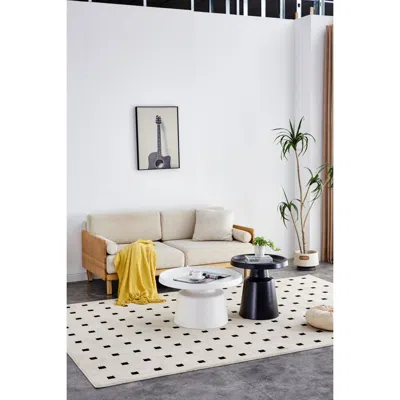 Streamdale Furniture Streamdale Stylish Black & White Round Side Table Set (70cm & 50cm)