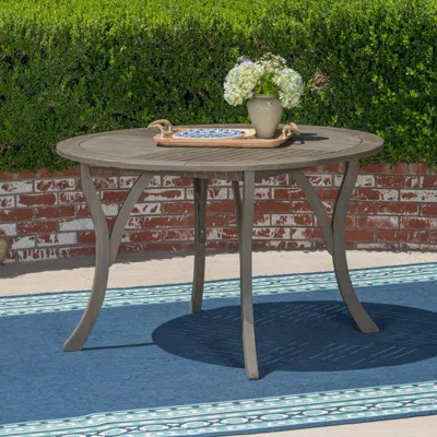 Streamdale Furniture Streamdale Stylish Circular Outdoor Acacia Wood Patio Table - Teak Grey