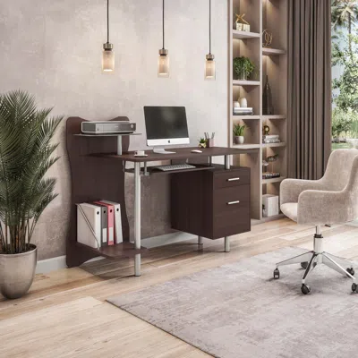 Streamdale Furniture Streamdale Stylish Computer Desk With Storage In Brown