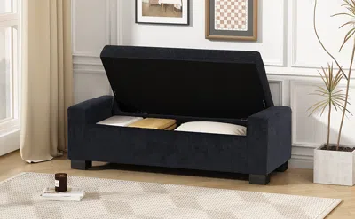 Streamdale Furniture Streamdale Stylish Fabric Storage Ottoman With Flip-lid Top In Black