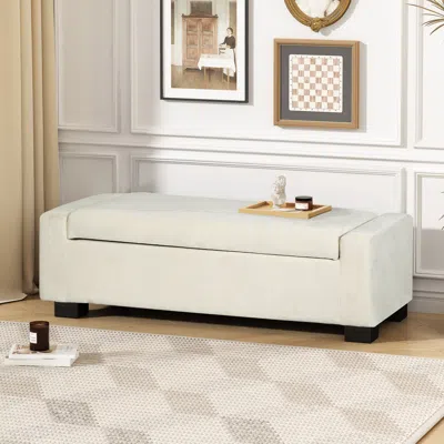 Streamdale Furniture Streamdale Stylish Fabric Storage Ottoman With Flip-lid Top In Neutral