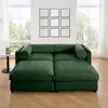 Streamdale Furniture Streamdale Stylish Green Chenille 2-seater Sofa With 2 Ottoman Storage Seats