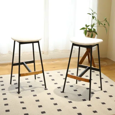 Streamdale Furniture Streamdale Stylish Modern Set Of 2 Upholstered Bar Stools