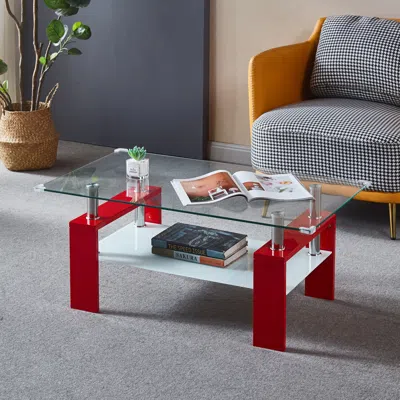 Streamdale Furniture Streamdale Stylish Multipurpose Glass Table With Ample Storage And Durability