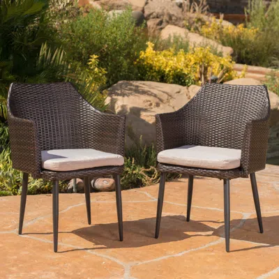 Streamdale Furniture Streamdale Stylish Outdoor Dining Chairs With Durable Faux Wood Legs And Water-resistant Cushions