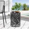 Streamdale Furniture Streamdale Stylish Outdoor Side Table With Iron Cut Floral Design
