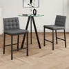 Streamdale Furniture Streamdale Stylish Pu Fabric Bar Chair (set Of 3) With Glass Top