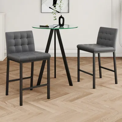 Streamdale Furniture Streamdale Stylish Pu Fabric Bar Chair (set Of 3) With Glass Top