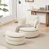 Streamdale Furniture Streamdale Stylish Swivel Chair And Storage Ottoman Set In Cozy Corduroy