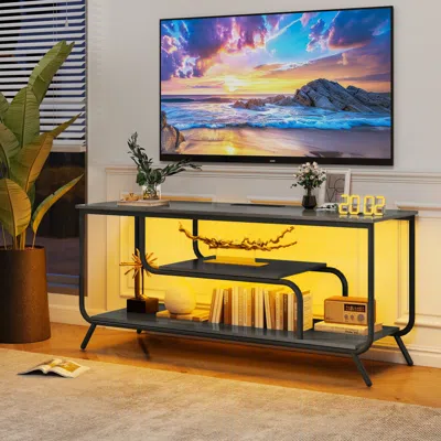 Streamdale Furniture Streamdale Stylish Tv Stand With Outlets & Led Lights For Tvs Up To 55
