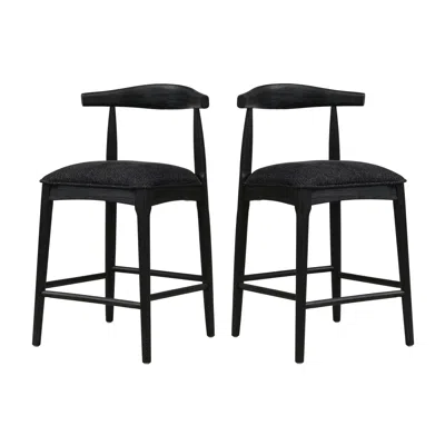Streamdale Furniture Streamdale Stylish Upholstered Counter Stool With Curved Backrest In Black