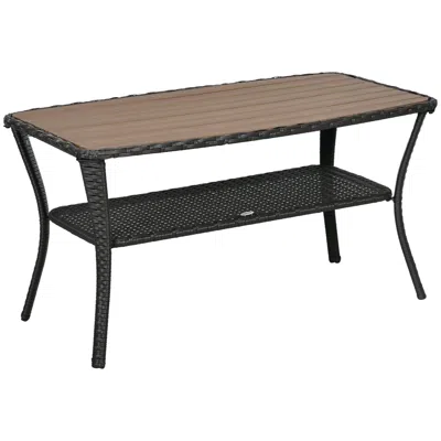 Streamdale Furniture Streamdale Stylish Wood-plastic Wicker Coffee Table With Bottom Shelf