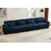 Streamdale Furniture Streamdale Super Comfort Oversized Modular Velvet Sectional Sofa Couch With Ottoman, Blue