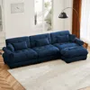Streamdale Furniture Streamdale Super Comfort Oversized Modular Velvet Sectional Sofa Couch With Ottoman, Blue