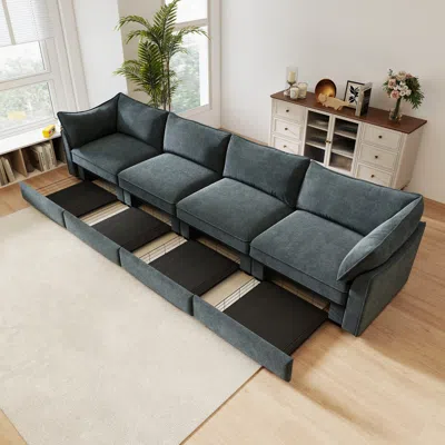 Streamdale Furniture Streamdale Super Large Wide Deep 4-seater Sofa W/ Storage - Chenille Gary