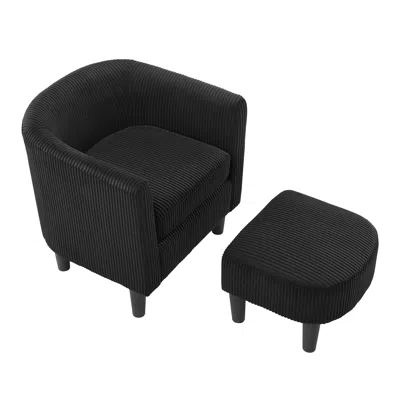 Streamdale Furniture Streamdale Supreme Comfort And Style Mid-century Modern Armchair And Ottoman In Black