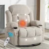 Streamdale Furniture Streamdale Swinging Recliner Massage Heated Sofa With Usb And Cup Holders (beige)