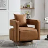 Streamdale Furniture Streamdale Swivel Accent Barrel Chair - Modern & Comfy (brown Pu)
