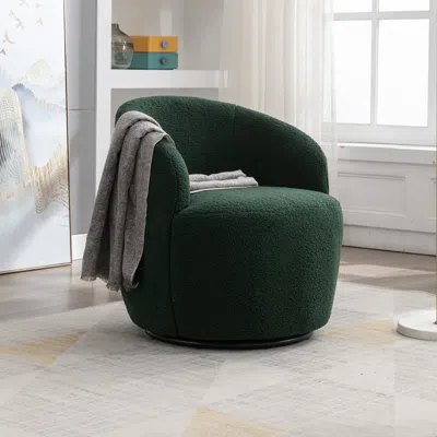 Streamdale Furniture Streamdale Swivel Accent Barrel Chair With Metal Ring In Green